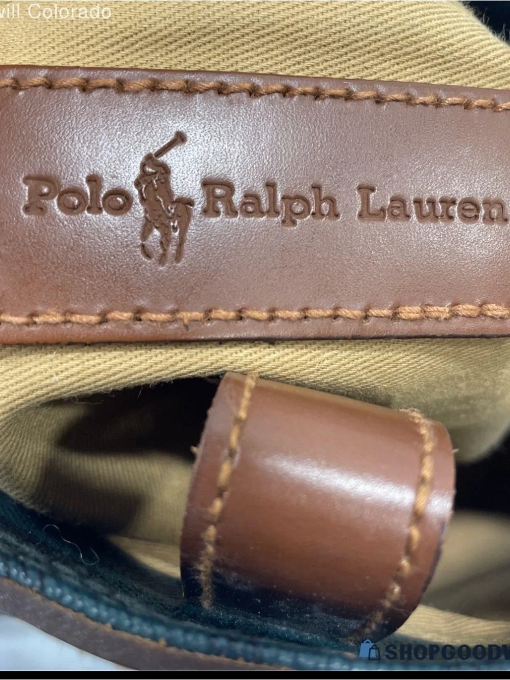 Vintage Polo Ralph Lauren blackwatch tartan navy green Plaid Tote Brown Leather